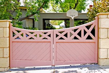 Wooden driveway gates